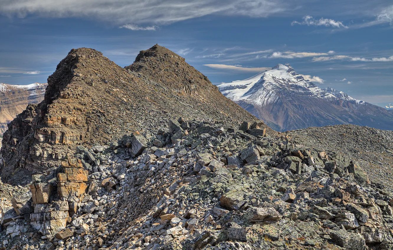 Photo wallpaper the sky, landscape, mountains, stones
