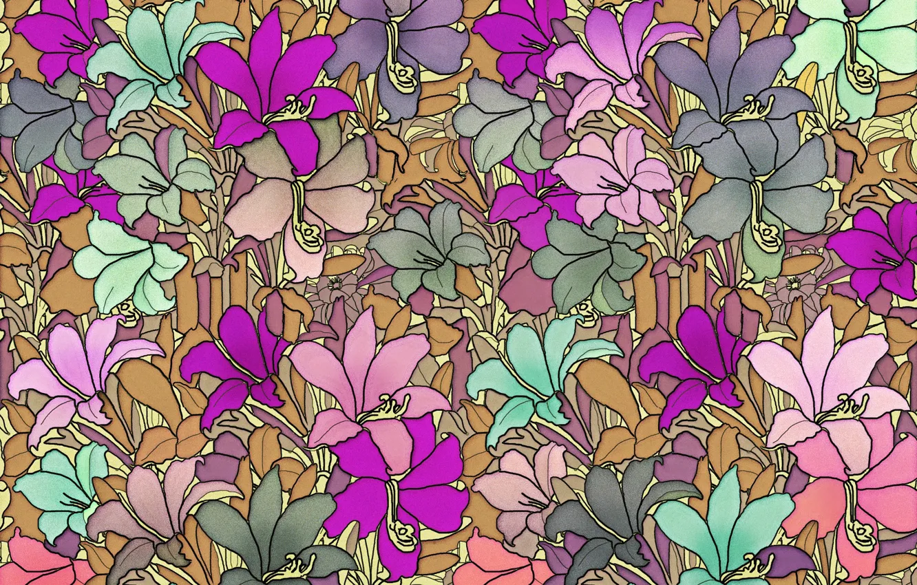 Photo wallpaper flowers, background, texture, pattern, color