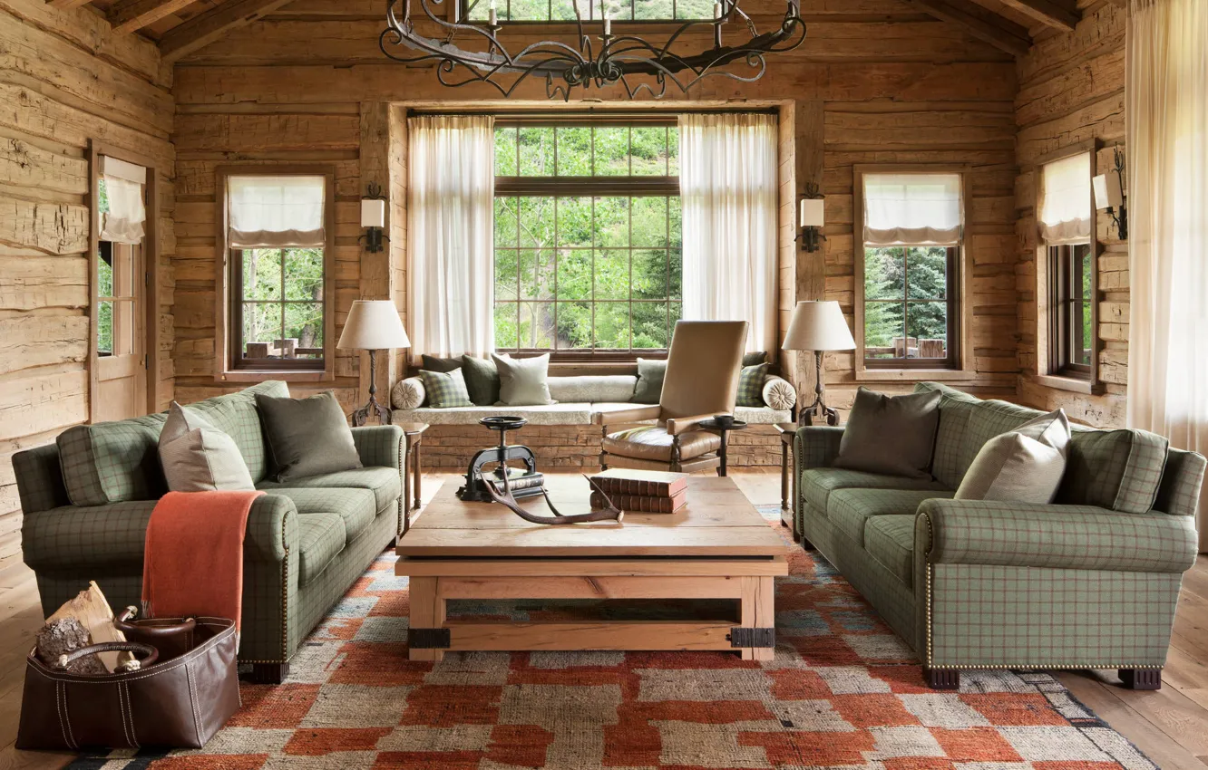 Photo wallpaper design, style, interior, rustic living room, Rustic living room, country wooden house, design you wont …