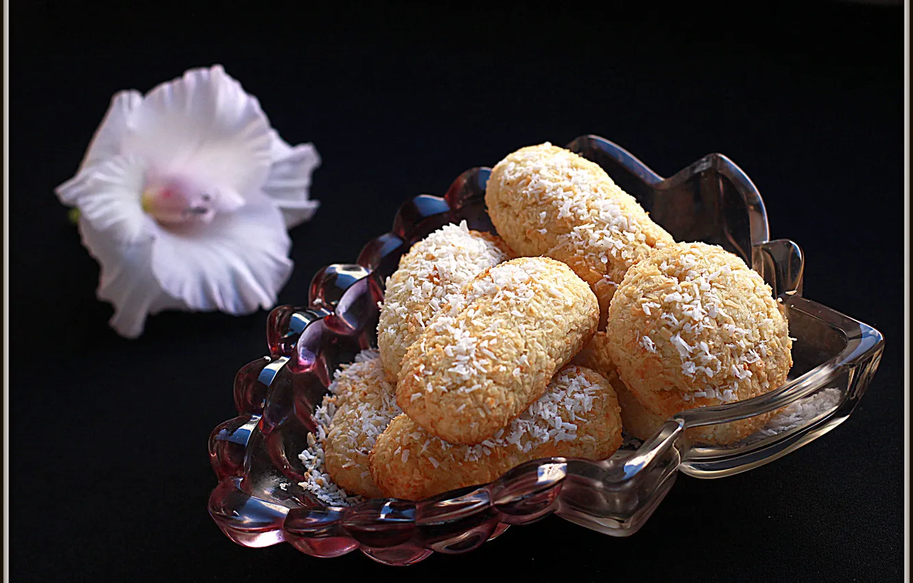 Photo wallpaper flowers, food, cookies, still life, flower, cooking