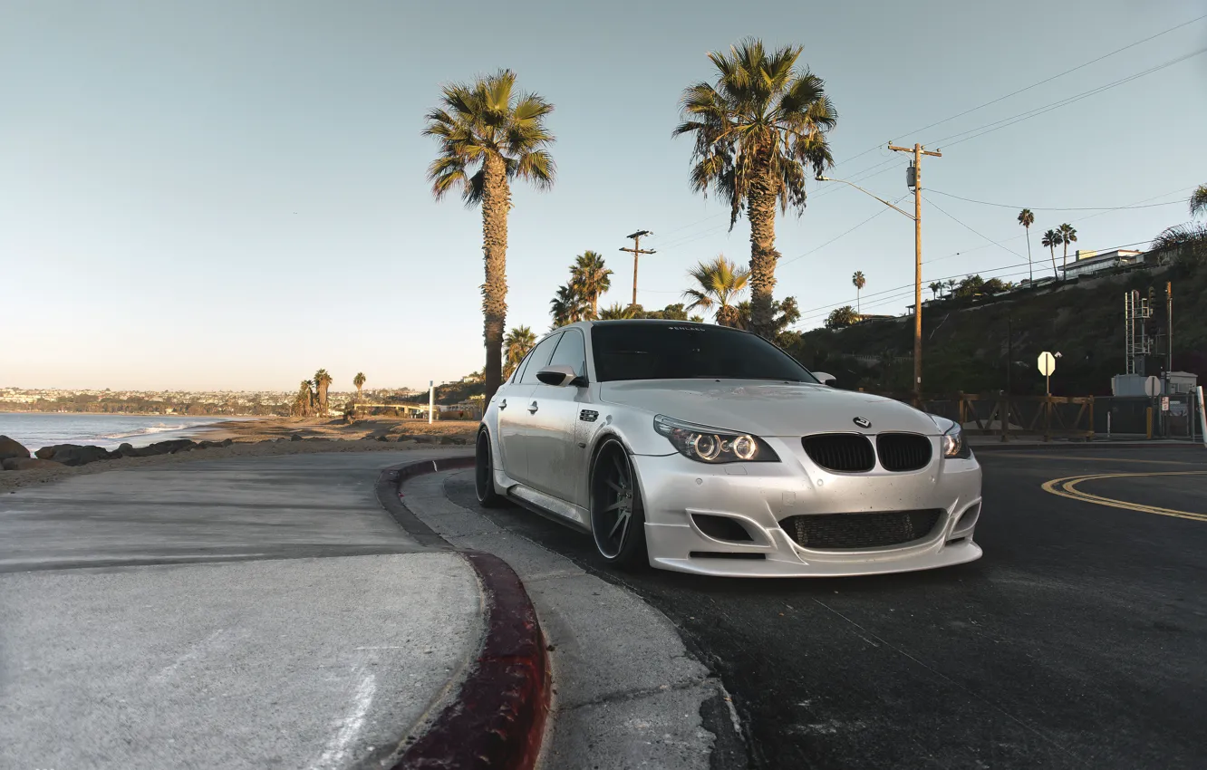 Photo wallpaper BMW, E60, Palm trees, M5