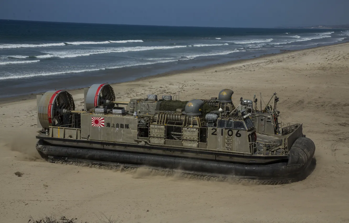 Photo wallpaper ship, pillow, landing, hovercraft, air