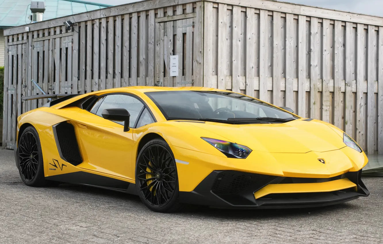 Photo wallpaper Lamborghini, yellow, Aventador, Superveloce, LP-750