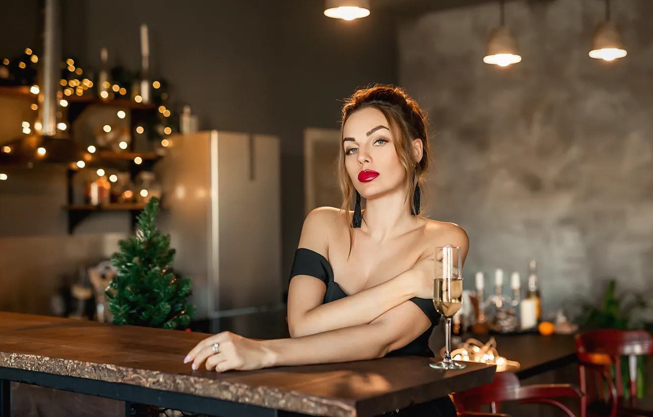 Photo wallpaper model, look, drink, pose, A Diakov George