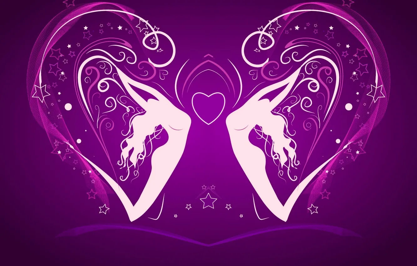 Photo wallpaper girl, stars, love, hearts