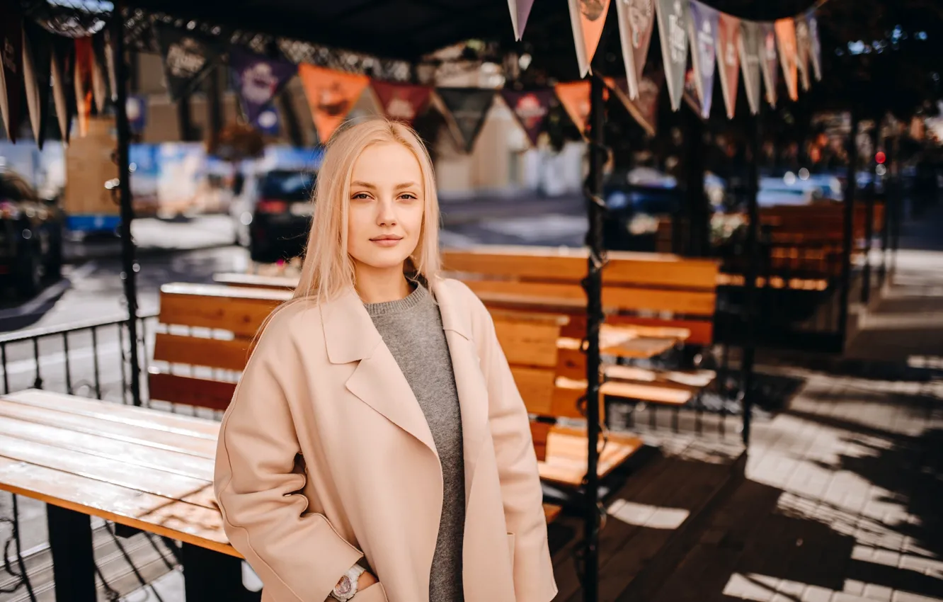 Photo wallpaper model, portrait, blonde, beautiful, posing, bokeh, Sergey Kravchenok, Alice Malevich