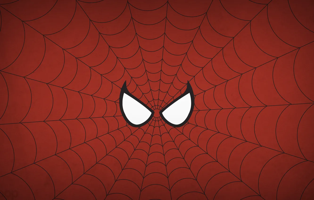 Photo wallpaper red, Spiderman, spider web