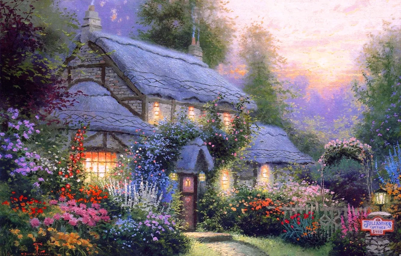 Photo wallpaper summer, flowers, comfort, heat, calm, silence, the evening, house