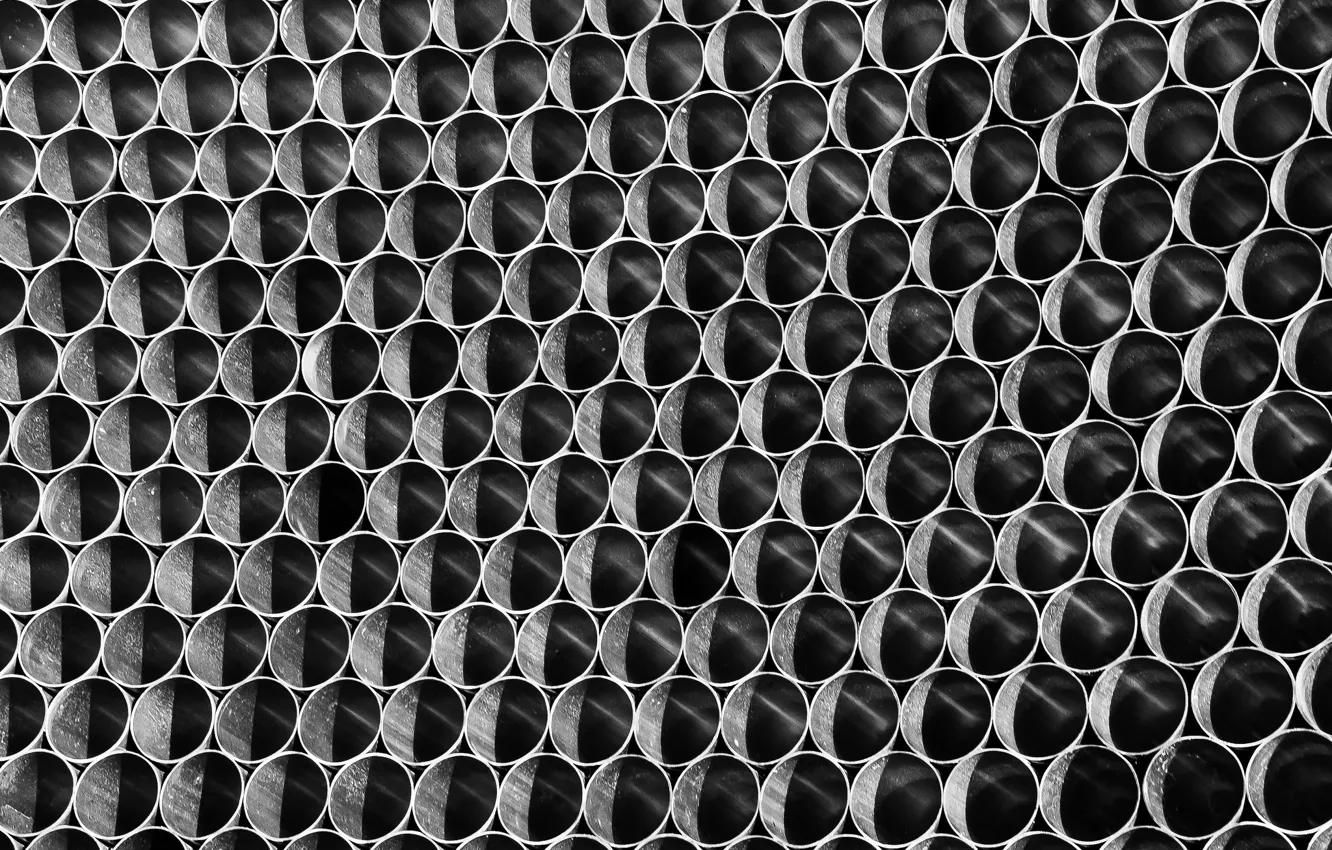 Photo wallpaper circles, metal, pipe