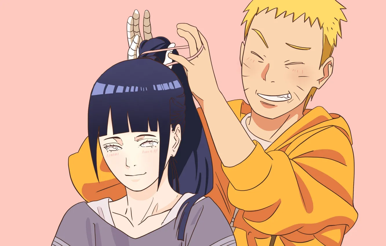 Photo wallpaper smile, pair, two, Naruto, Naruto, idyll, Naruto Uzumaki, Boruto