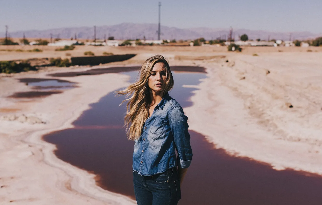 Photo wallpaper girl, clothing, blonde, jeans