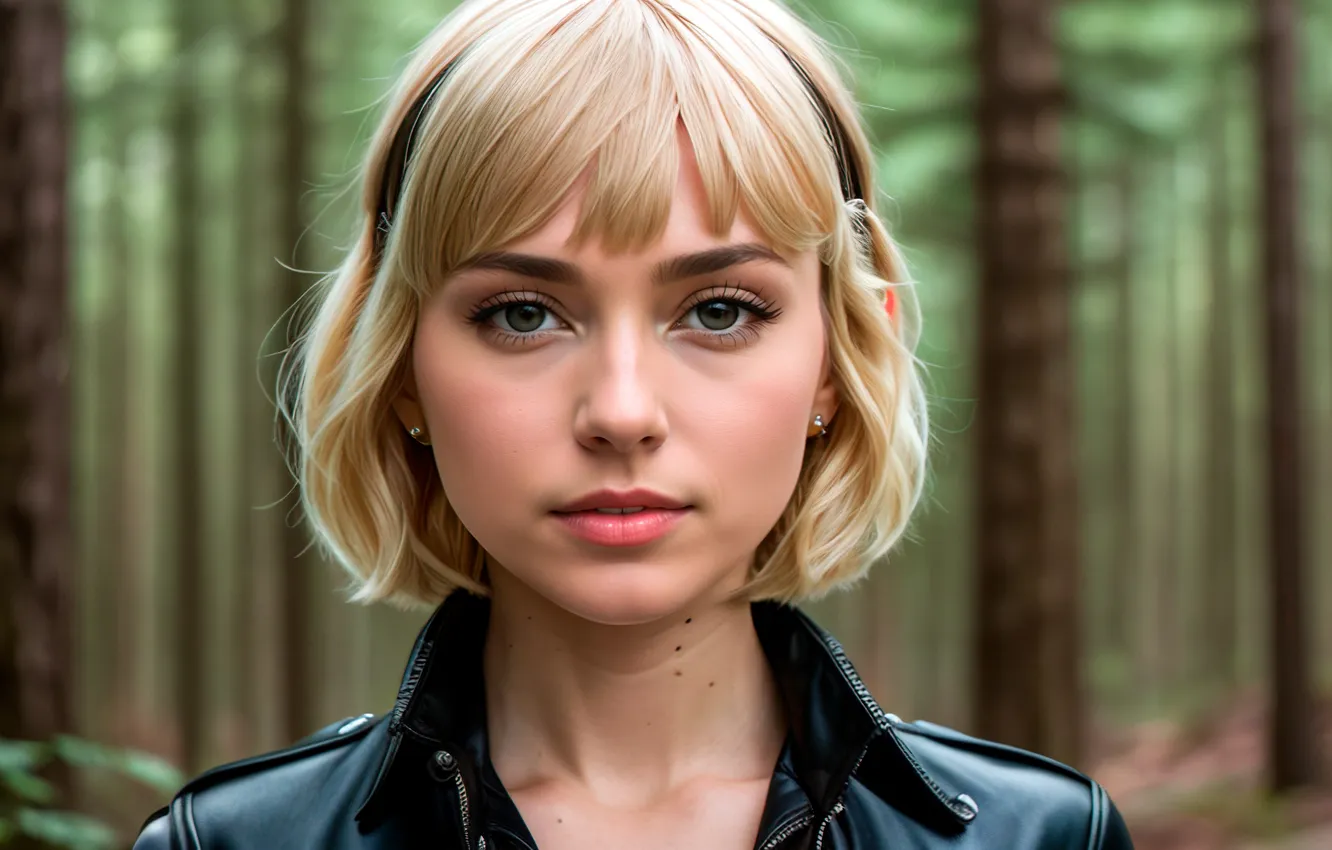 Photo wallpaper forest, woman, beautiful girl, portrait, AI Art