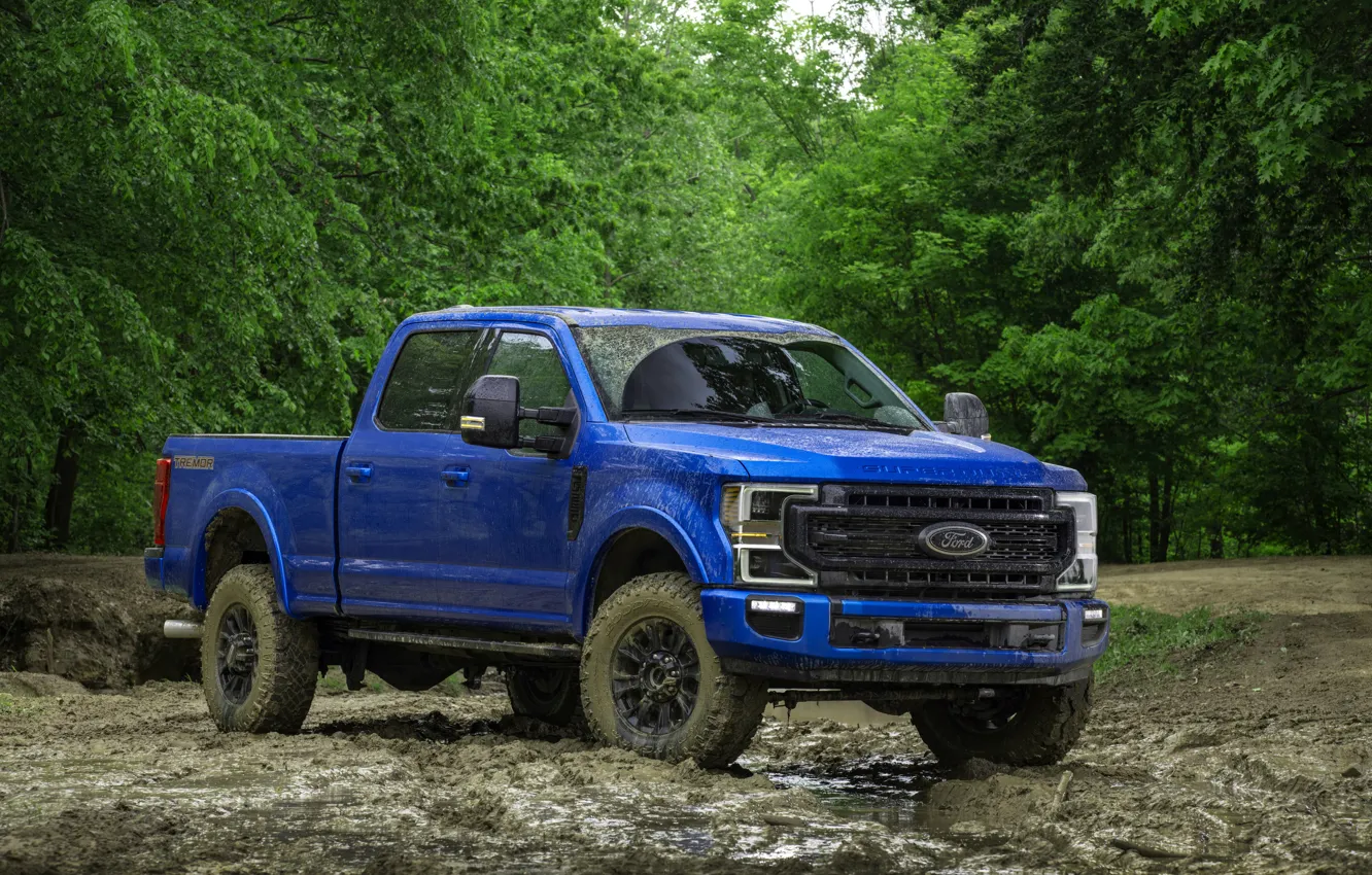 Photo wallpaper forest, blue, Ford, pickup, Super Duty, F-250, Tremor, 2020