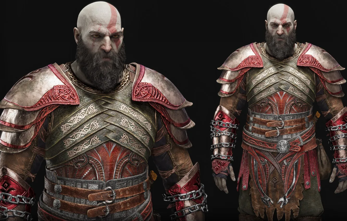 Photo wallpaper Sony, Ragnarok, weapon, Kratos, God of War, snow, blow, man