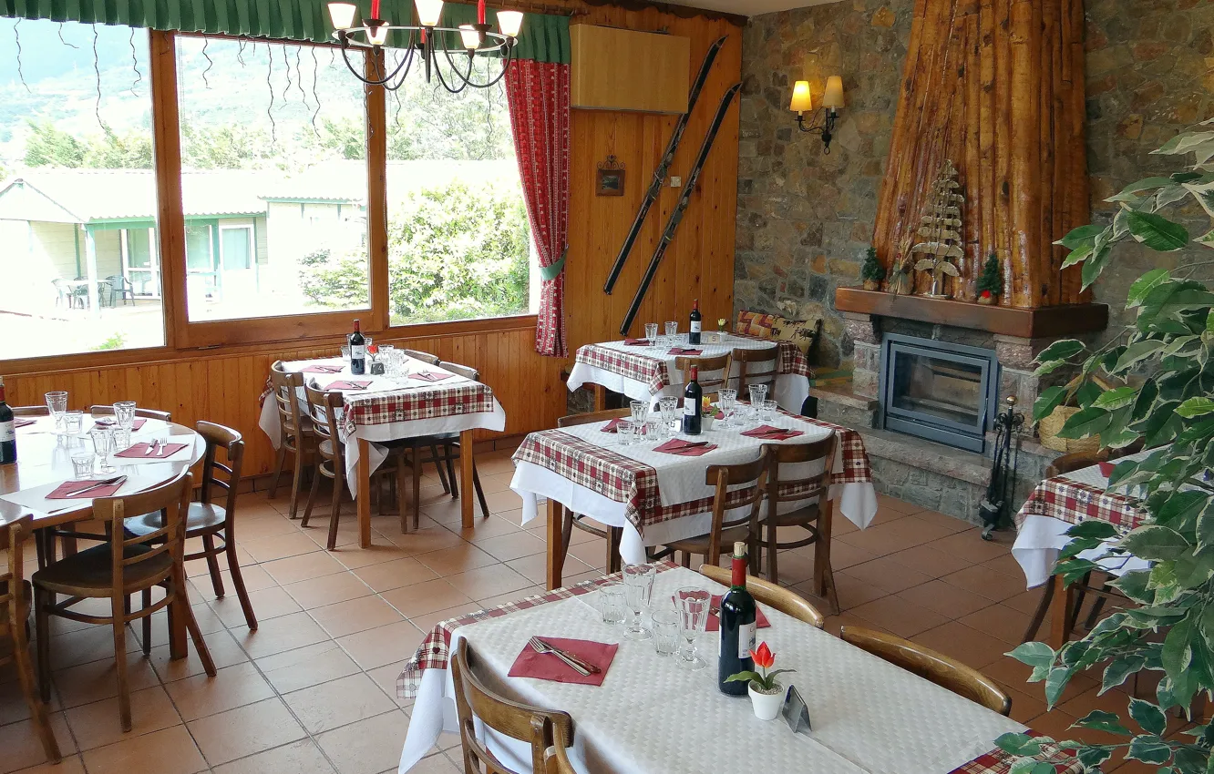 Photo wallpaper room, tables, Oven, restaurant