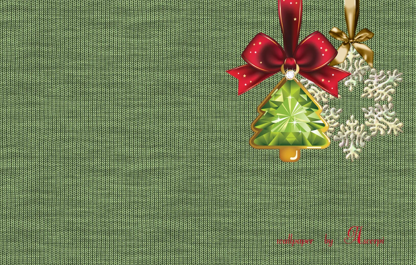 Photo wallpaper decoration, new year, tree, snowflake, knitting