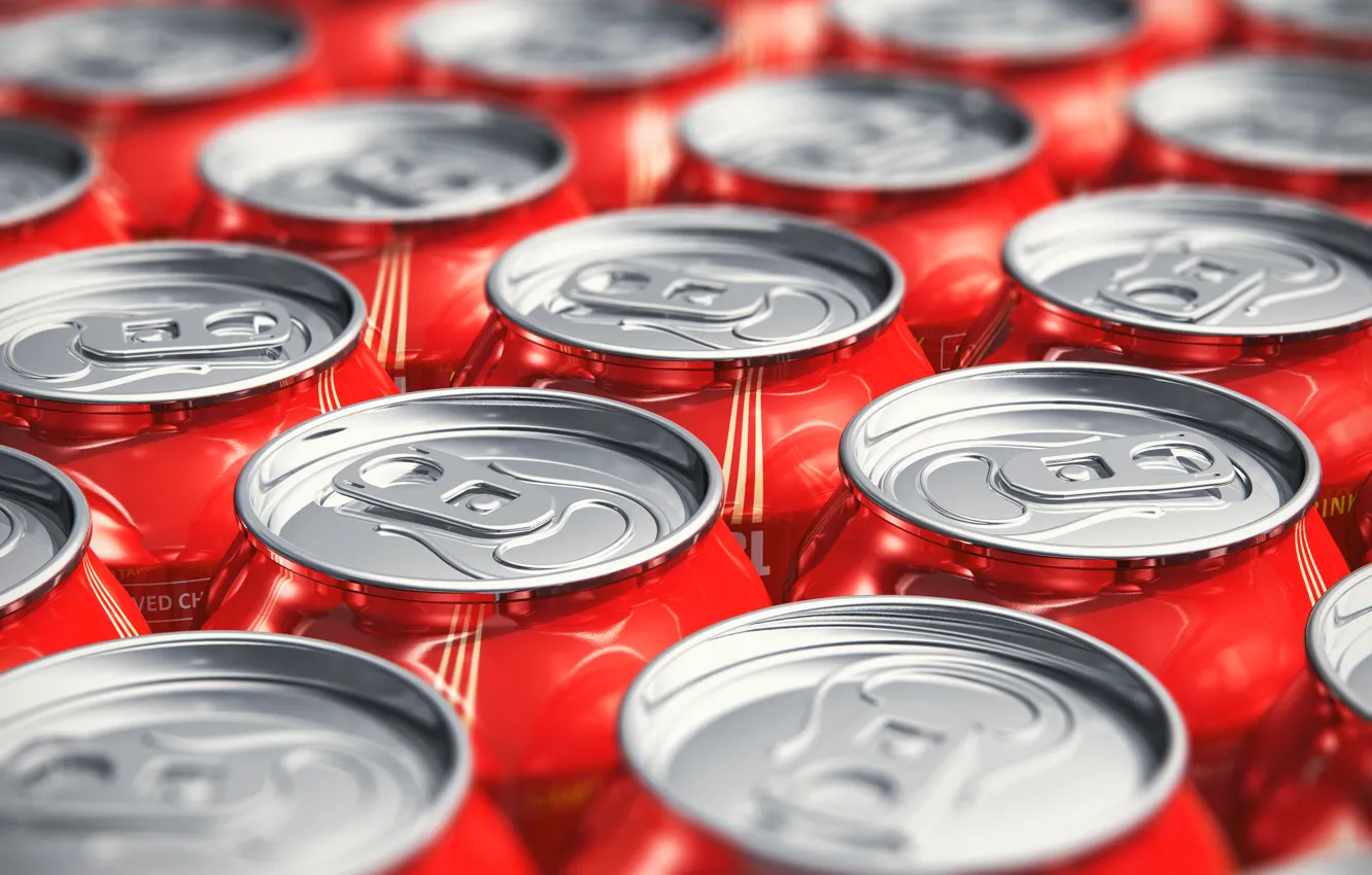 Photo wallpaper aluminum, cans, soda