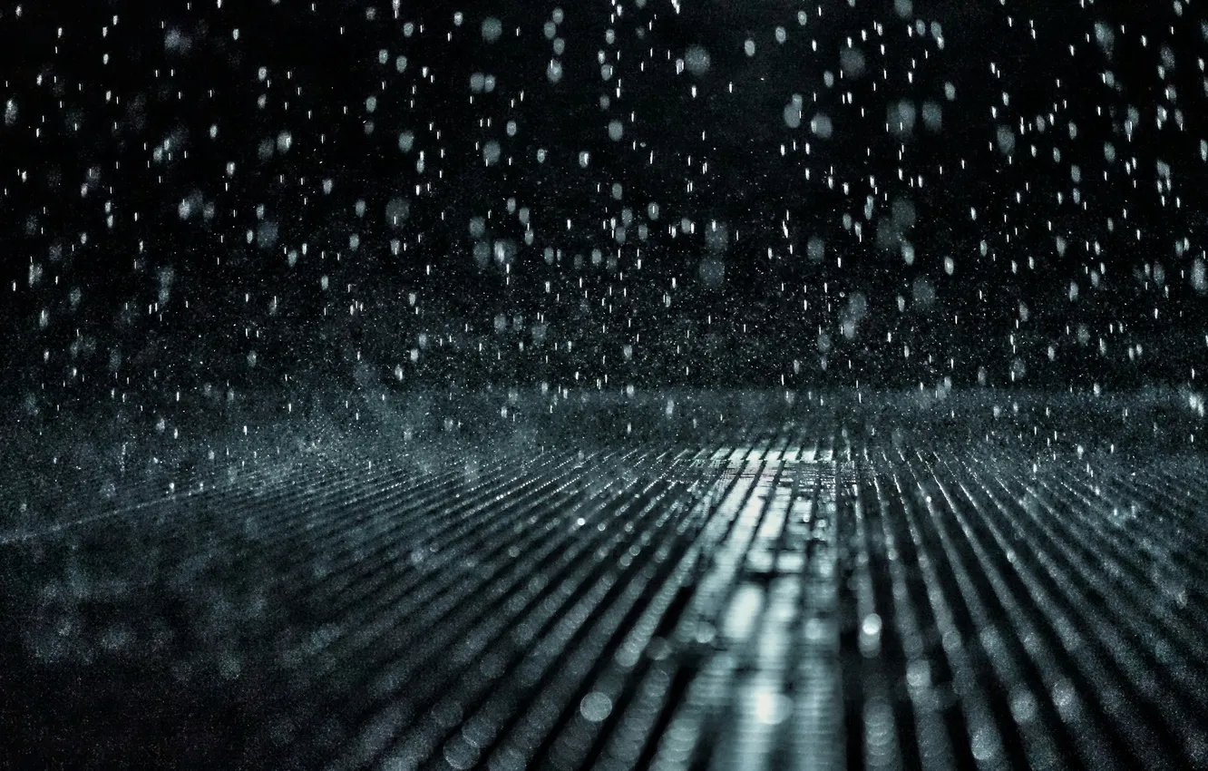 Photo wallpaper water, drops, night, rain