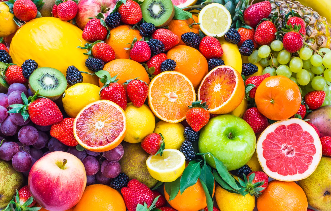 Photo wallpaper berries, fruit, fresh, fruits, berries