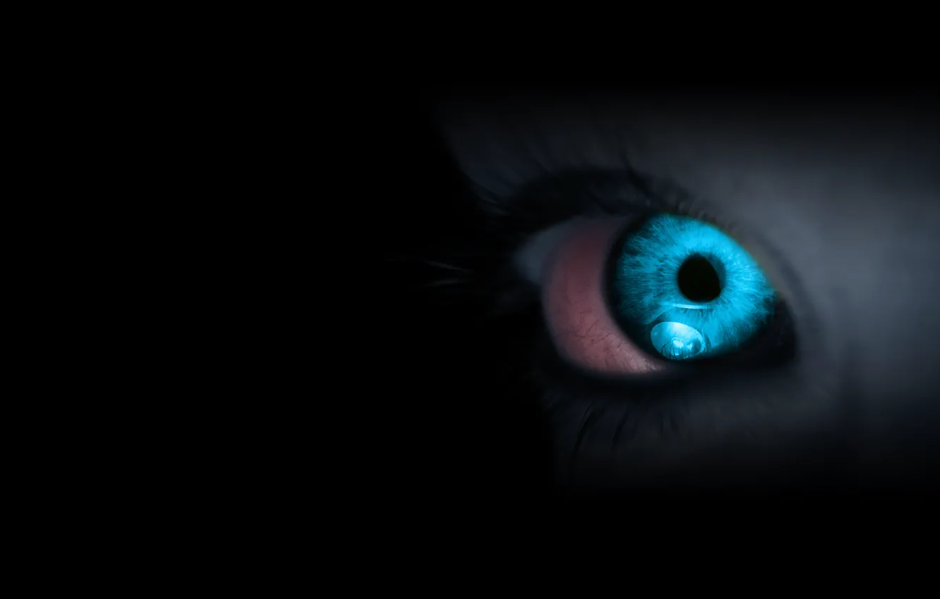Photo wallpaper eyes, darkness, blue