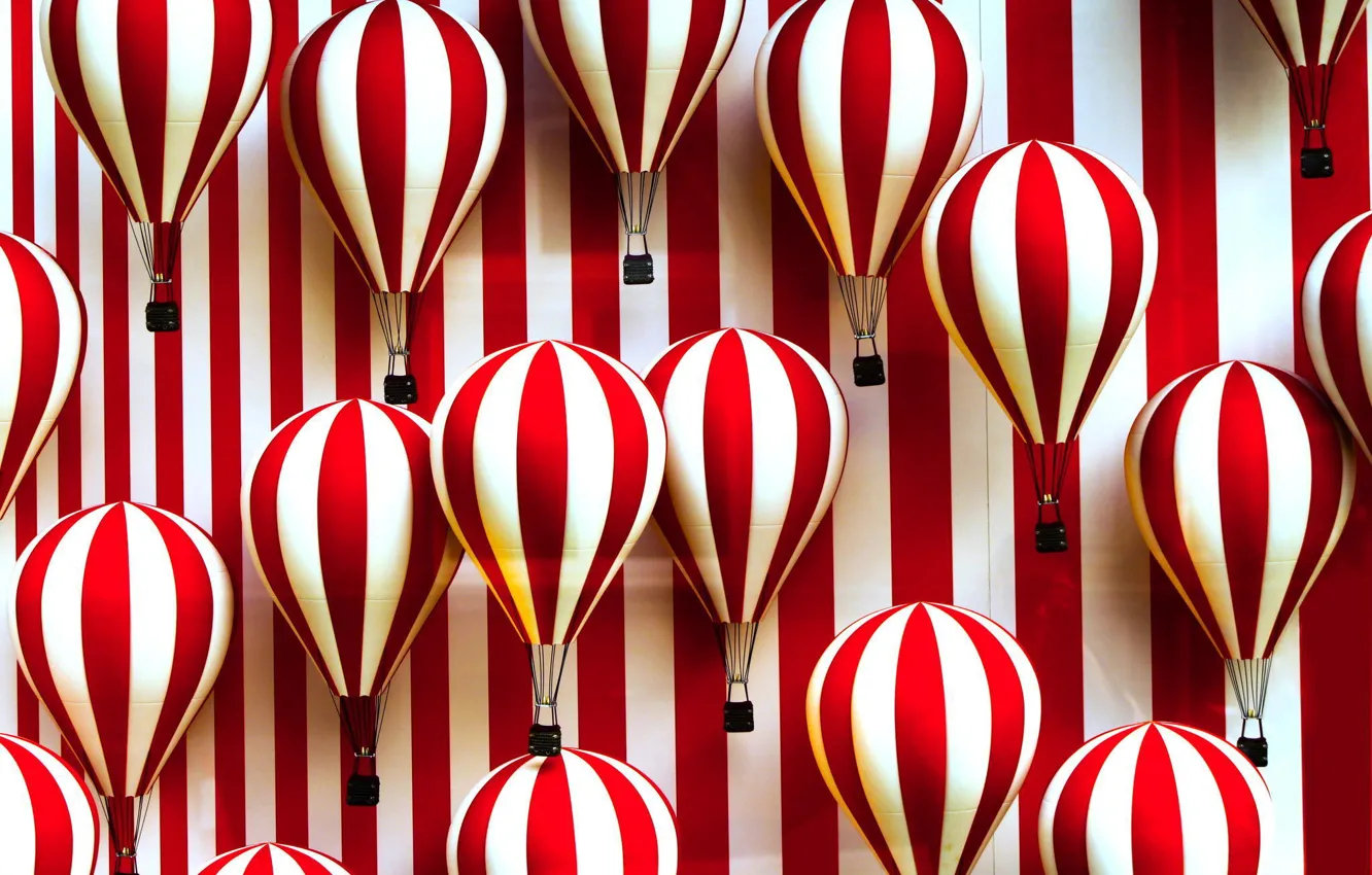 Photo wallpaper strip, balloons, white, red