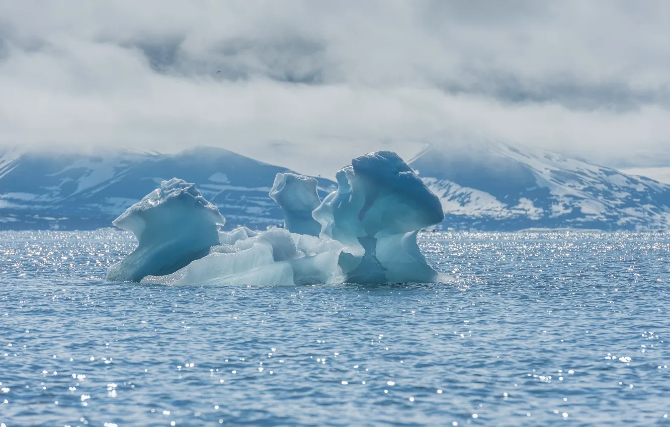 Photo wallpaper cold, sea, snow, landscape, glare, ice, iceberg