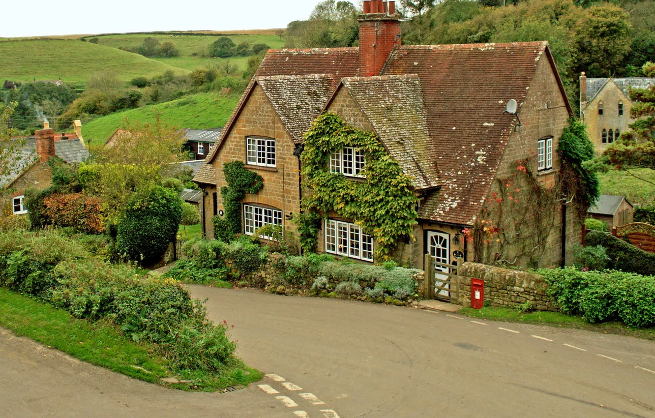 Photo wallpaper road, the city, photo, England, home, Dorset