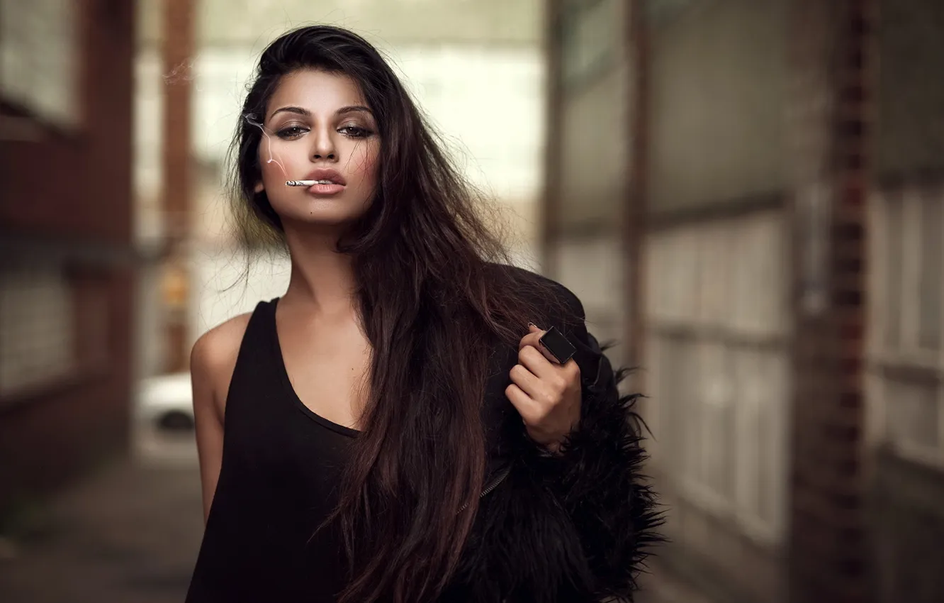 Photo wallpaper smoke, woman, beautiful