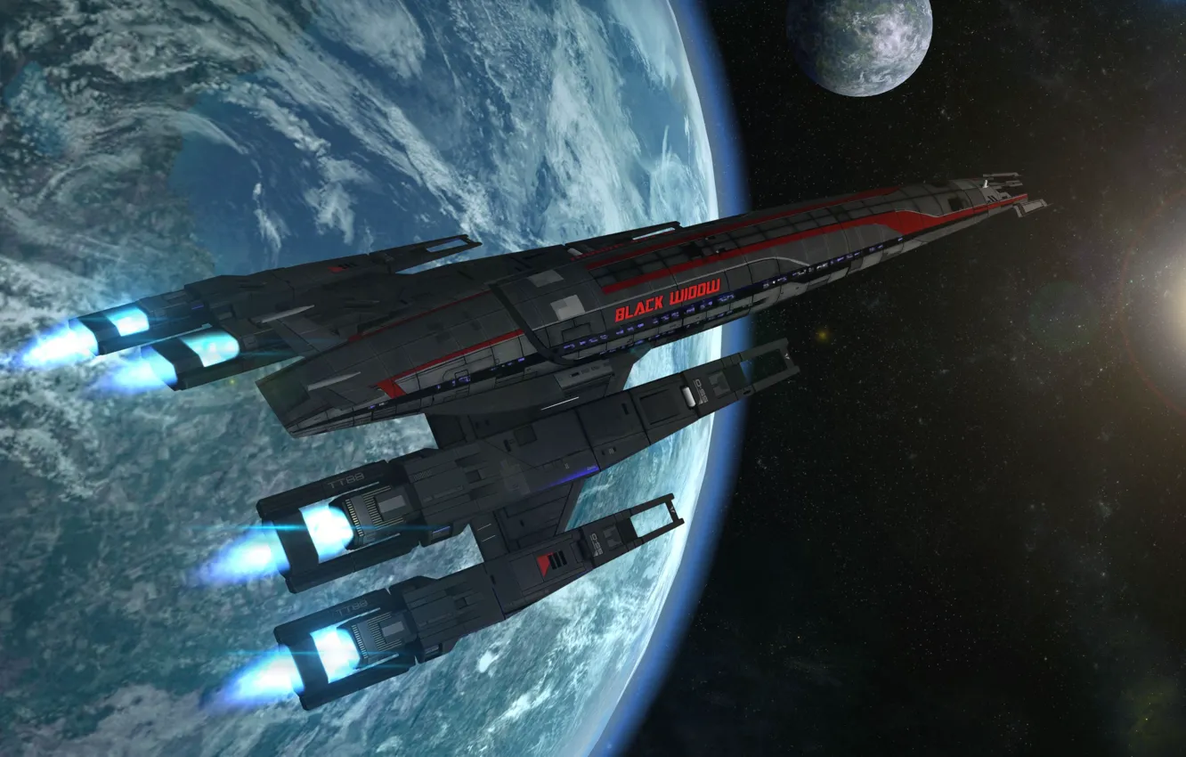 Photo wallpaper space, stars, planet, Black Widow