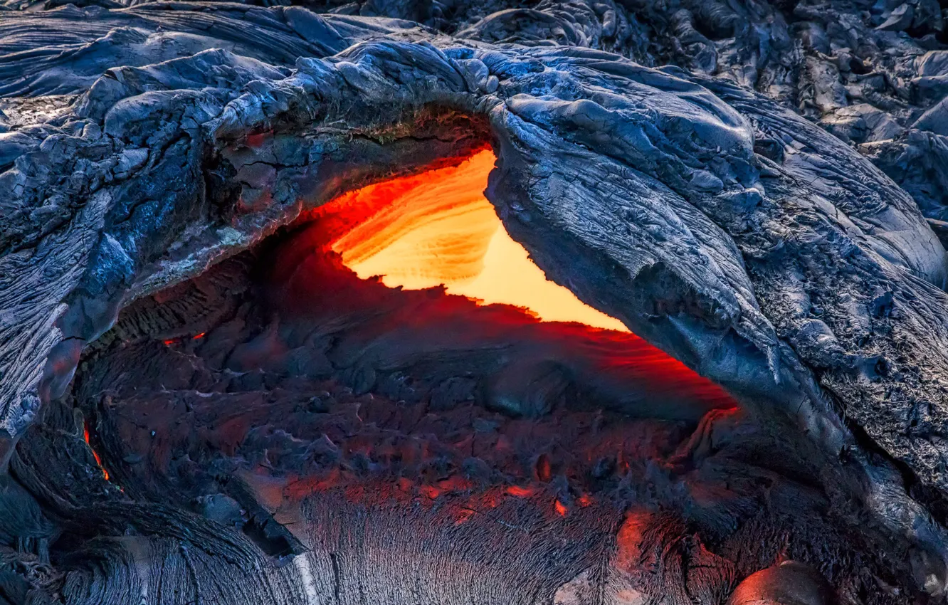 Photo wallpaper the volcano, Hawaii, lava, USA