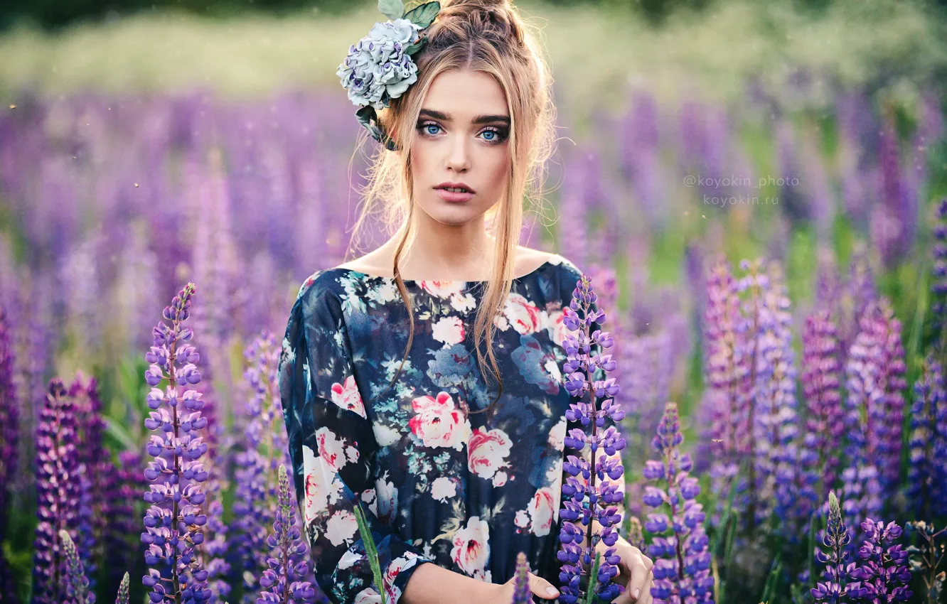 Photo wallpaper look, girl, dress, hairstyle, Maria Nosova, Konstantin Kokin