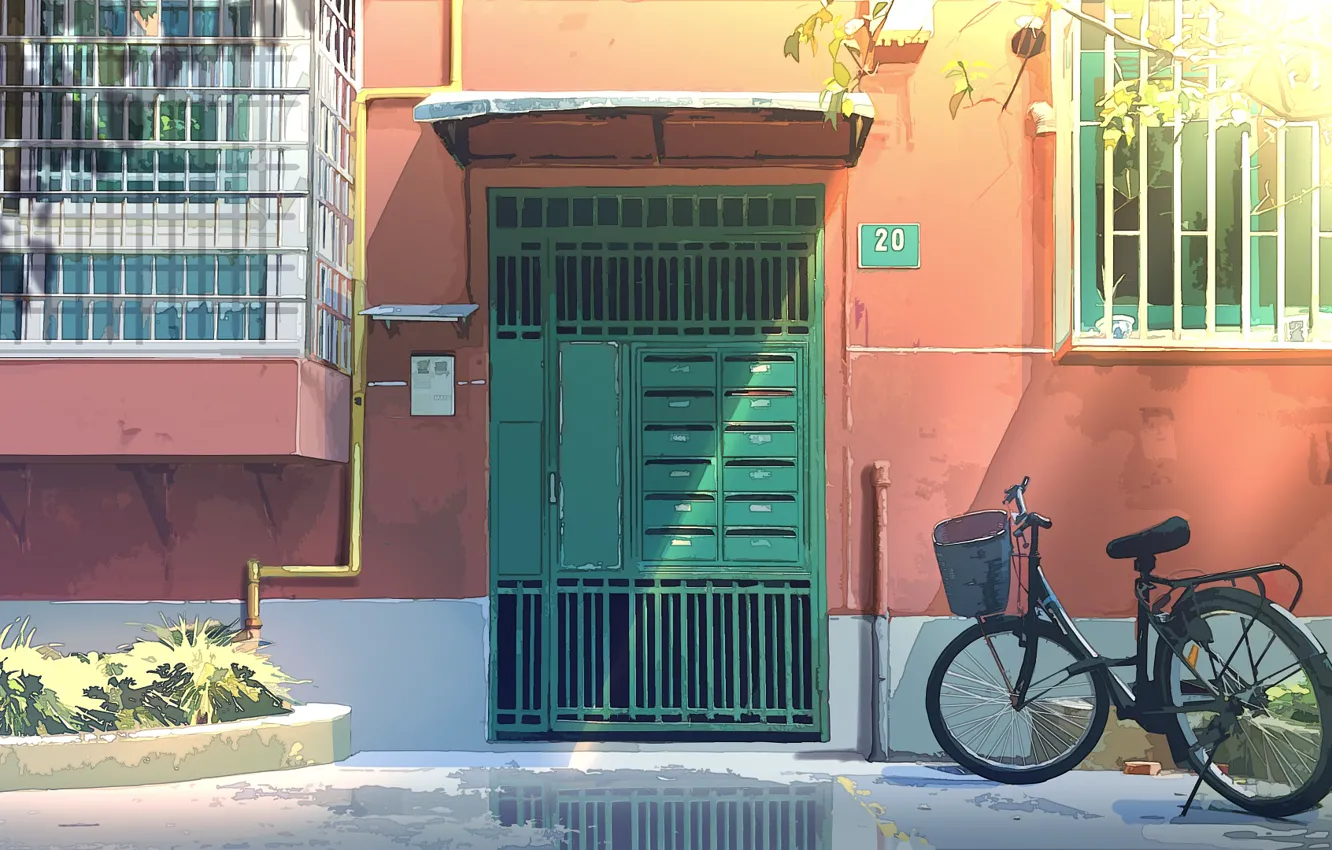 Photo wallpaper puddle, the door, entrance