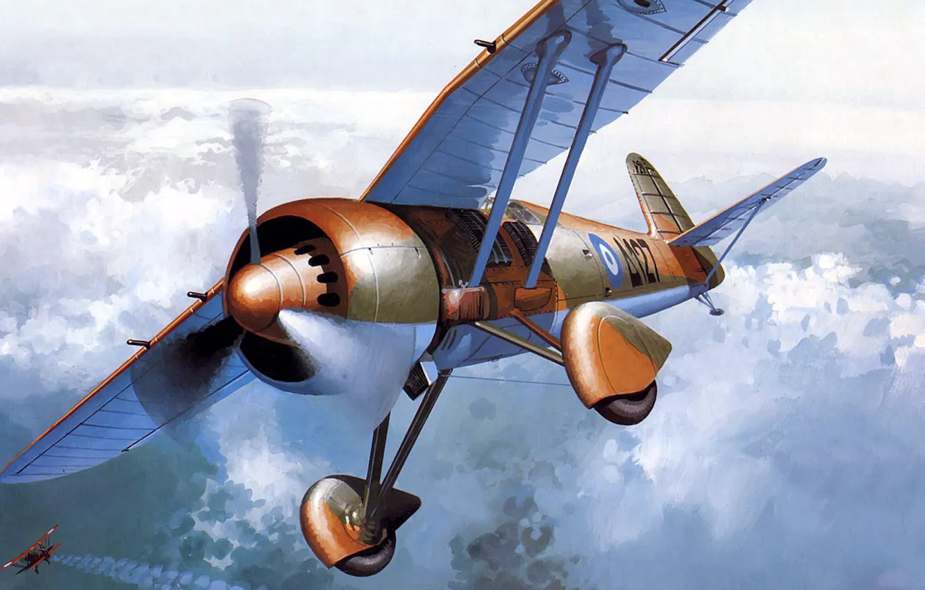 Photo wallpaper figure, art, P.24, Greek air force, Polish single-seat fighter, PZL