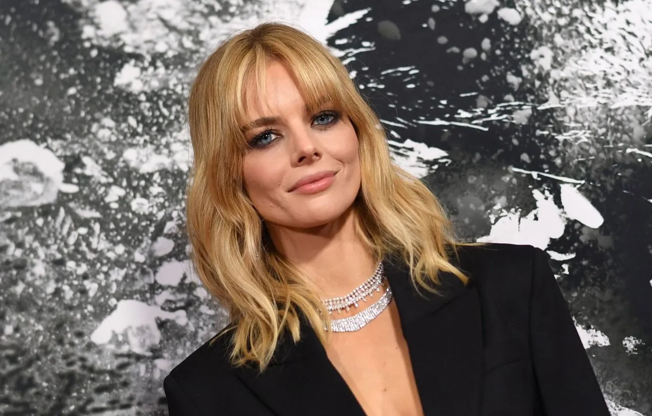 Photo wallpaper look, necklace, actress, blonde, beautiful, jacket, bangs, Samara Weaving