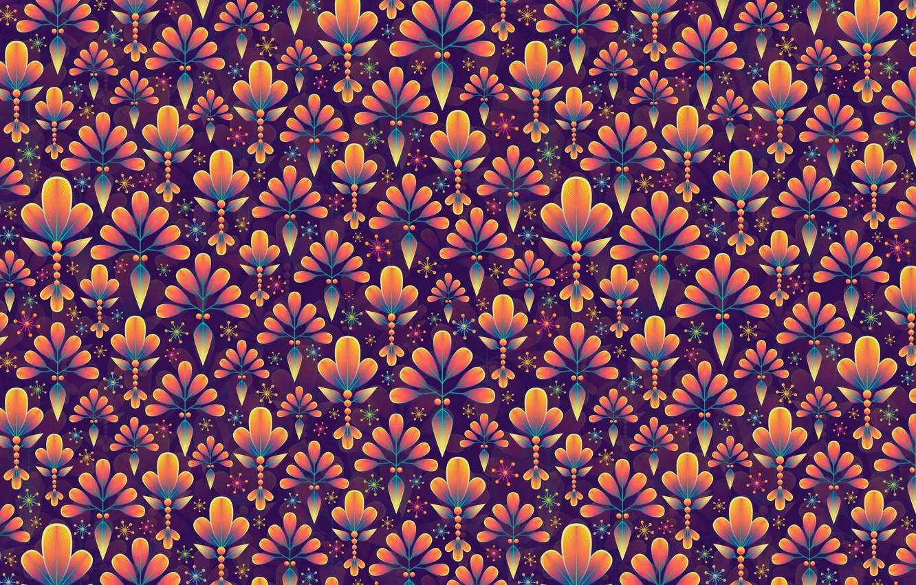 Photo wallpaper flowers, pattern, symmetry