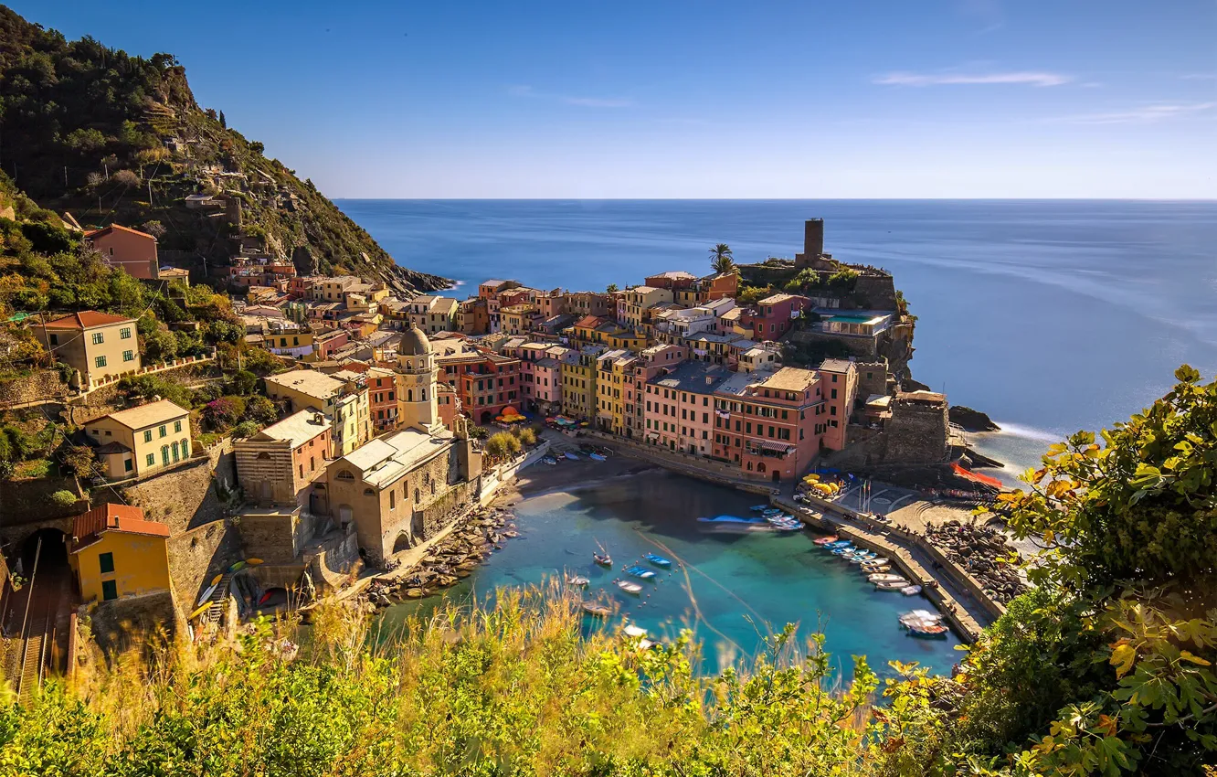Photo wallpaper home, Bay, Italy, Vernazza, Liguria