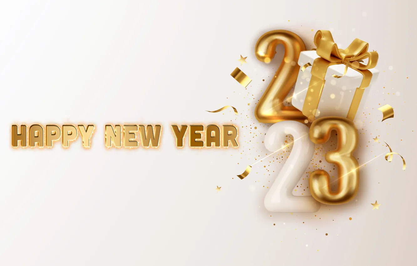 Photo wallpaper gold, new year, figures, golden, New Year, Happy, glitter, 2023