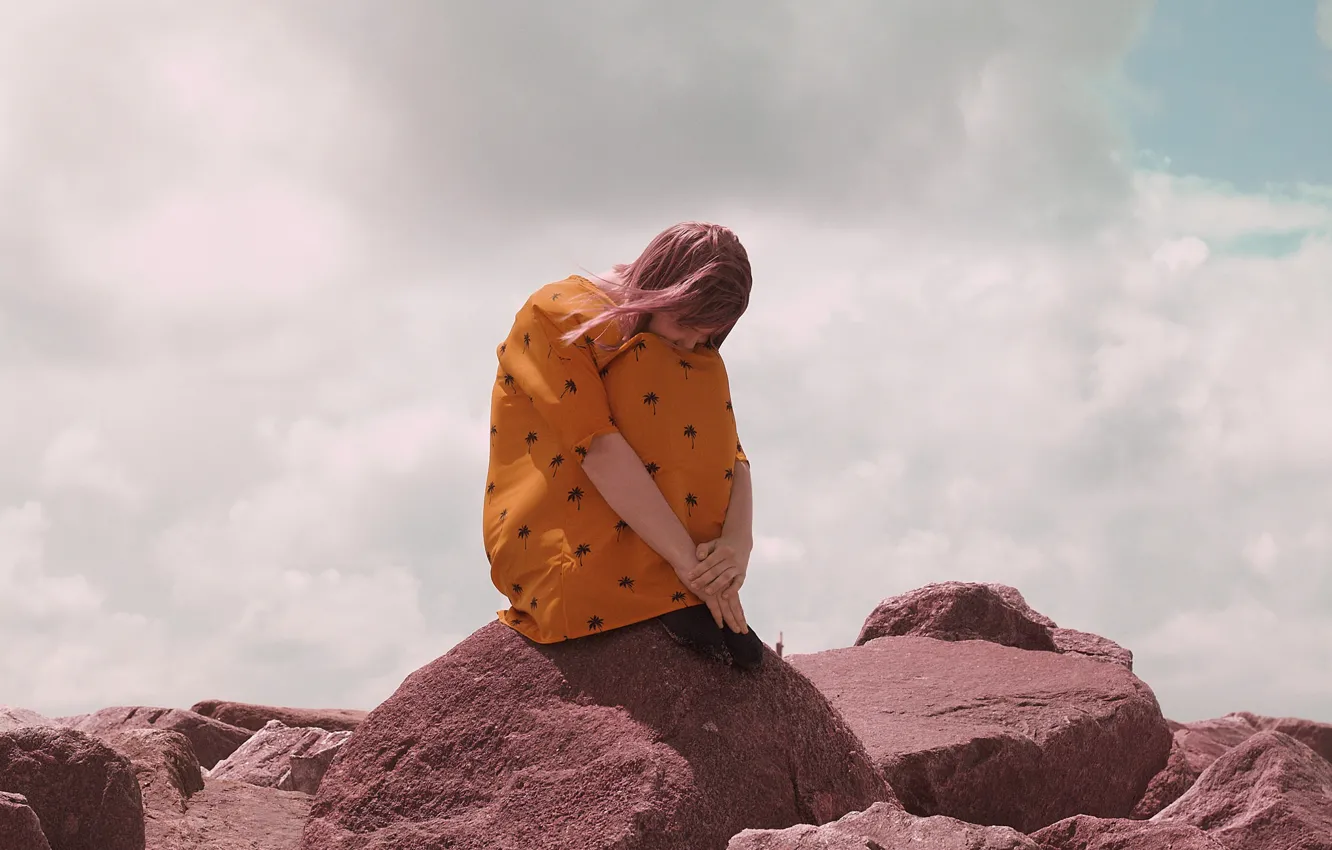 Photo wallpaper girl, loneliness, melancholy