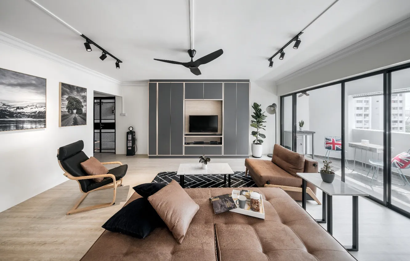 Photo wallpaper room, interior, balcony, living room