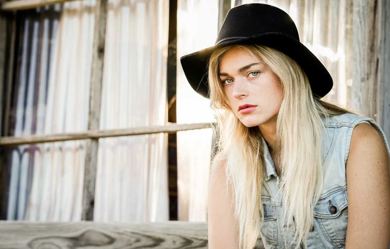 Photo wallpaper look, face, model, hair, hat