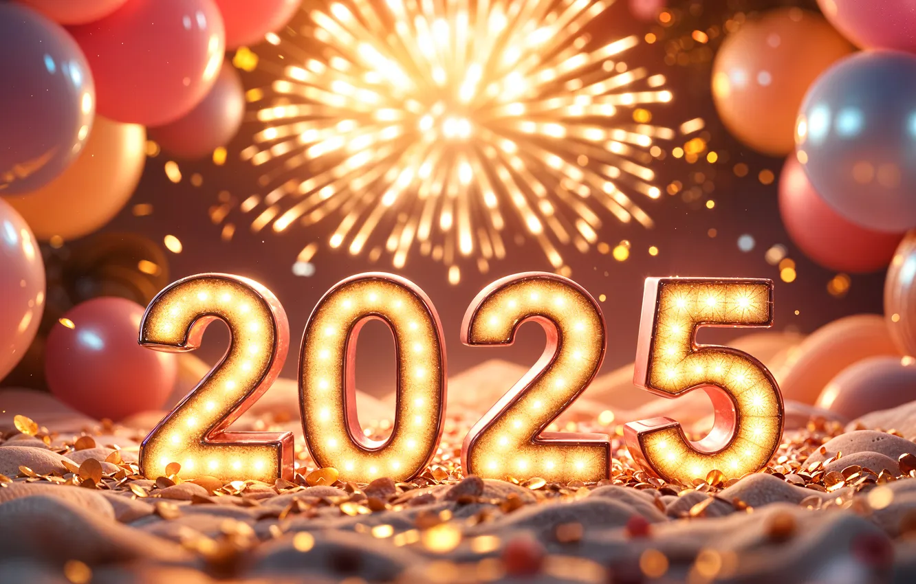 Photo wallpaper new year, figures, date, 2025, New Year 2025
