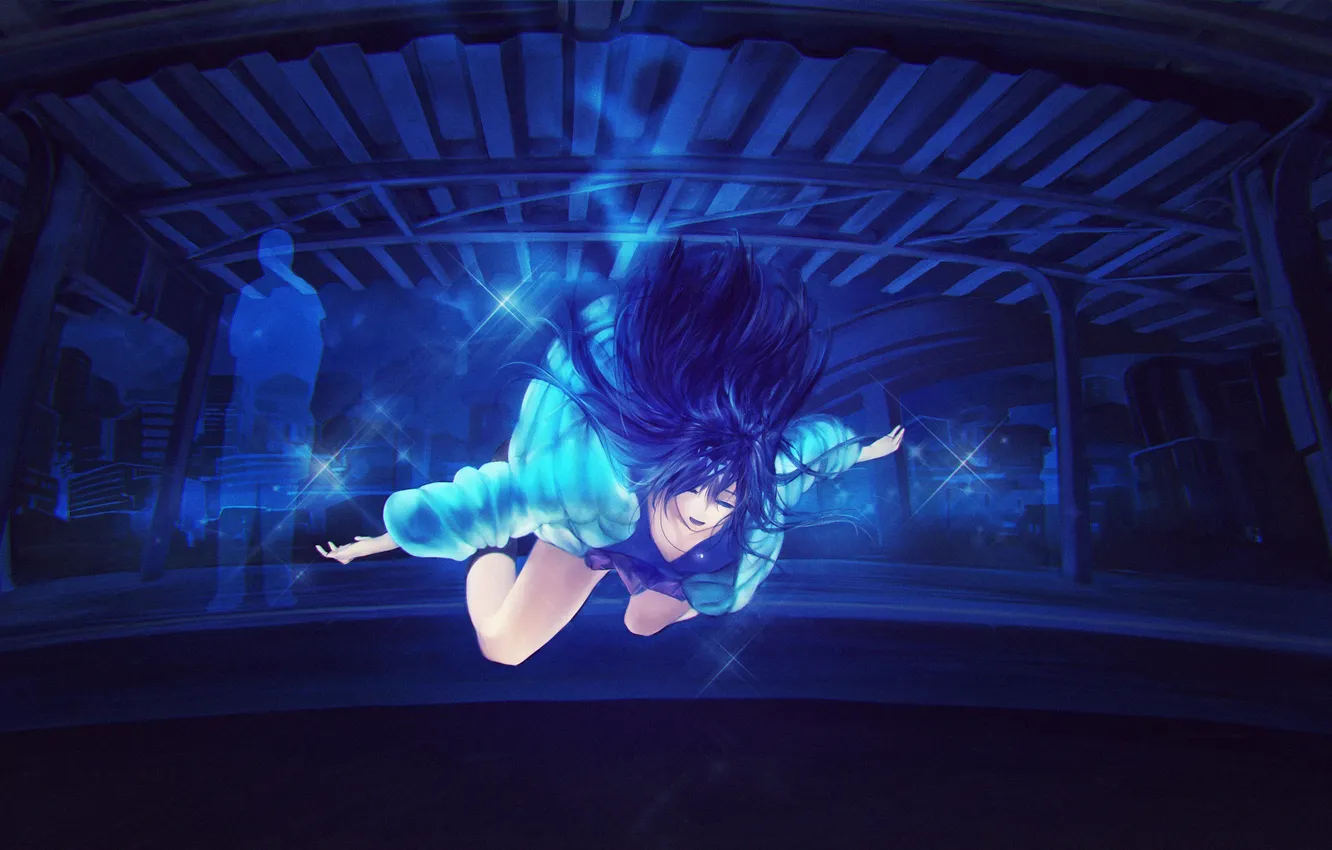 Photo wallpaper girl, smile, shadow, drop, the platform, art, senni