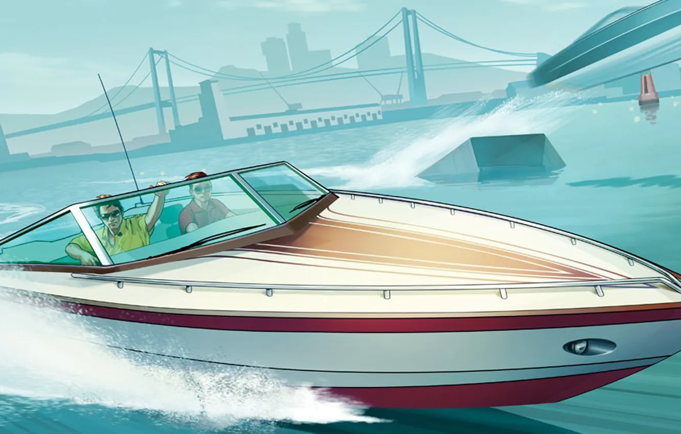 Photo wallpaper boat, Grand Theft Auto V, GTA Online, The Saints