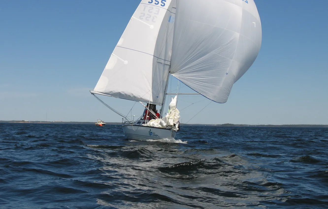 Photo wallpaper sea, the wind, yacht, sail