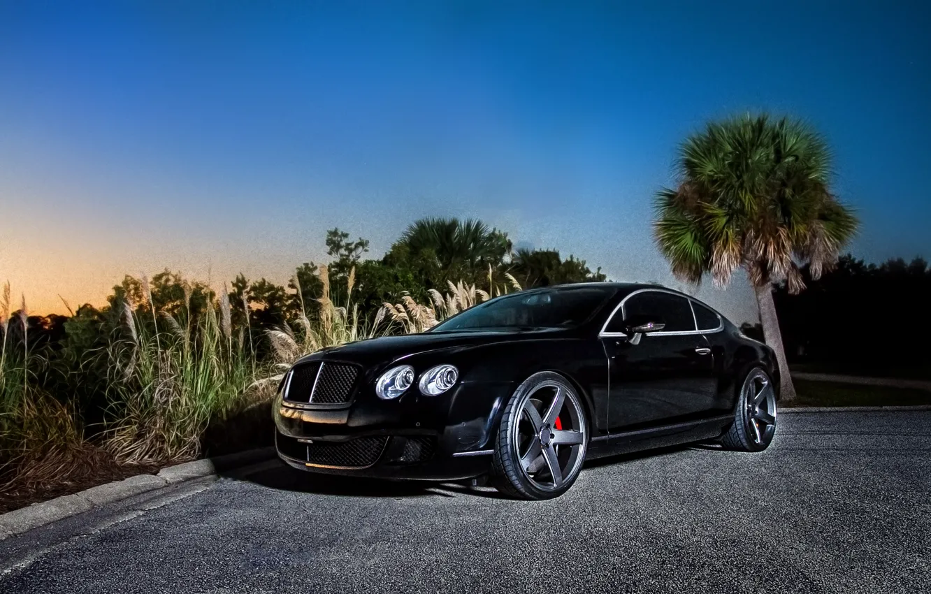 Photo wallpaper black, coupe, Bentley, Continental GT, black, front, Bentley, continental