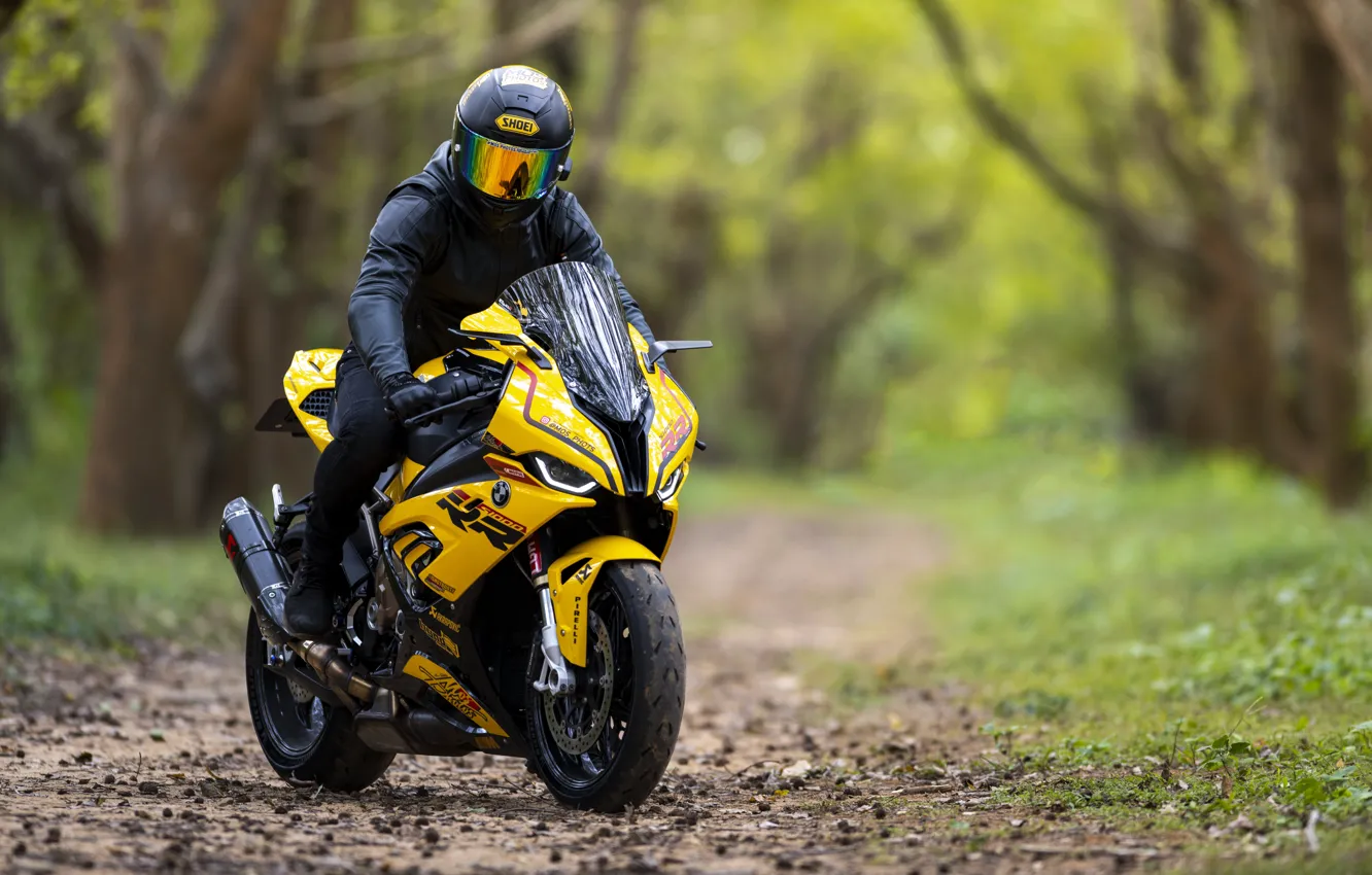 Photo wallpaper bmw, yellow, S1000RR