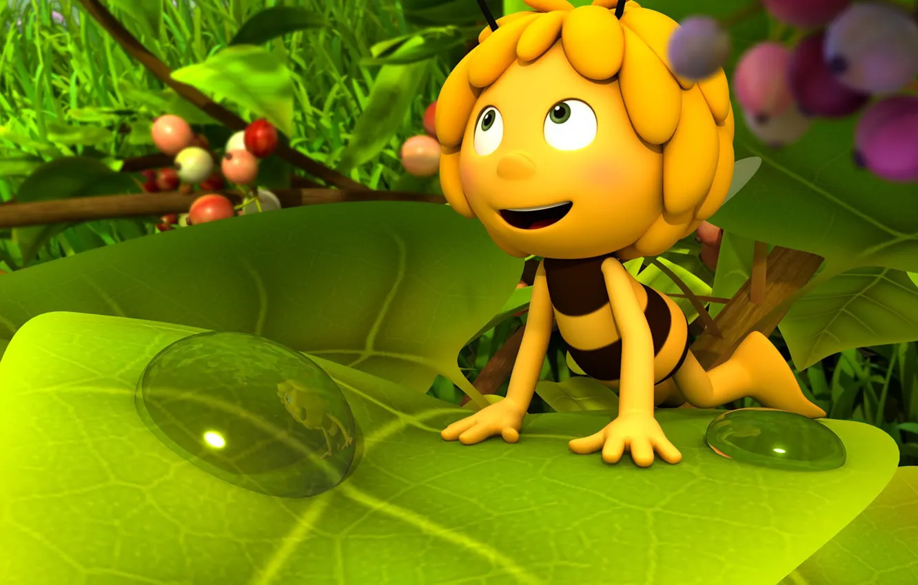 Photo wallpaper leaf, animated film, konoha, bee, animated movie, Maya the Bee, Maya the Bee Movie