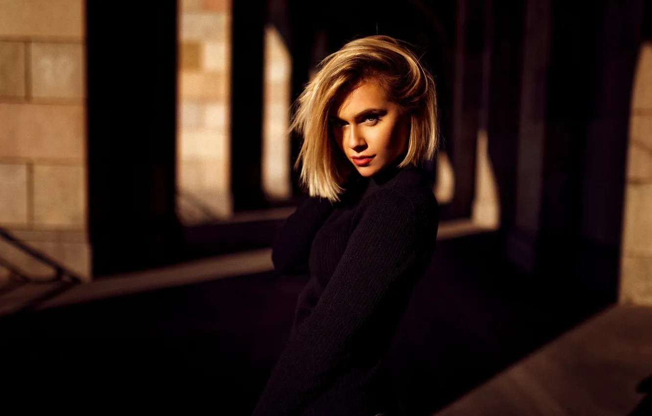Photo wallpaper portrait, hairstyle, blonde, beauty, sweater, Katharina, Miro Hofmann