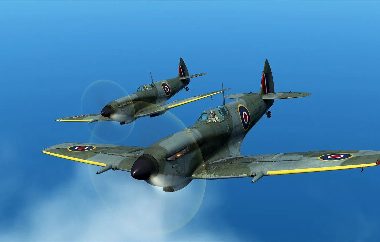 Photo wallpaper Britain, Frontline fighter, Reginald Joseph Mitchell, Spitfire Mk.IXe and Spitfire LF Mk.IXe