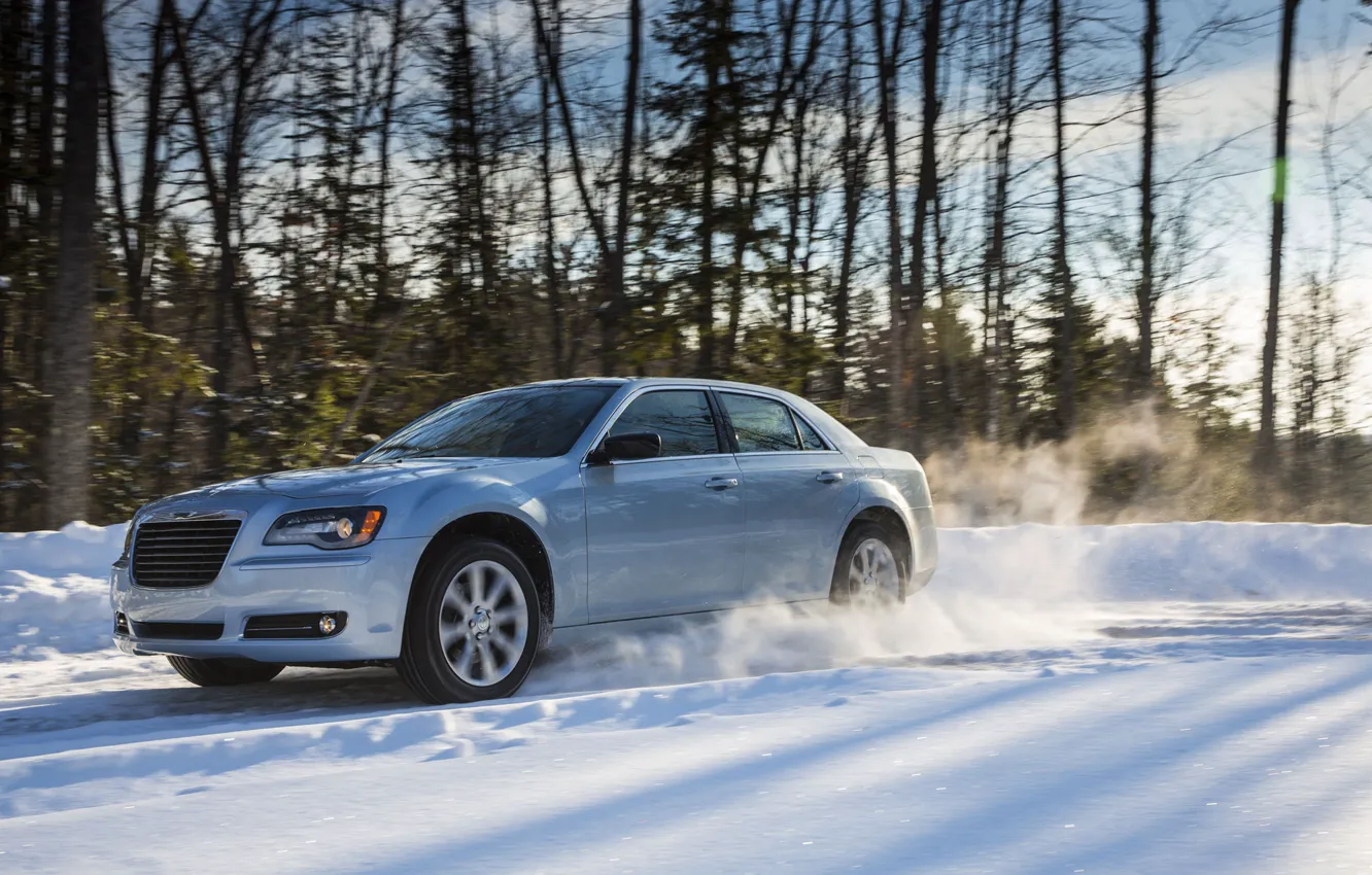 Photo wallpaper winter, snow, nature, sedan, Chrysler 300